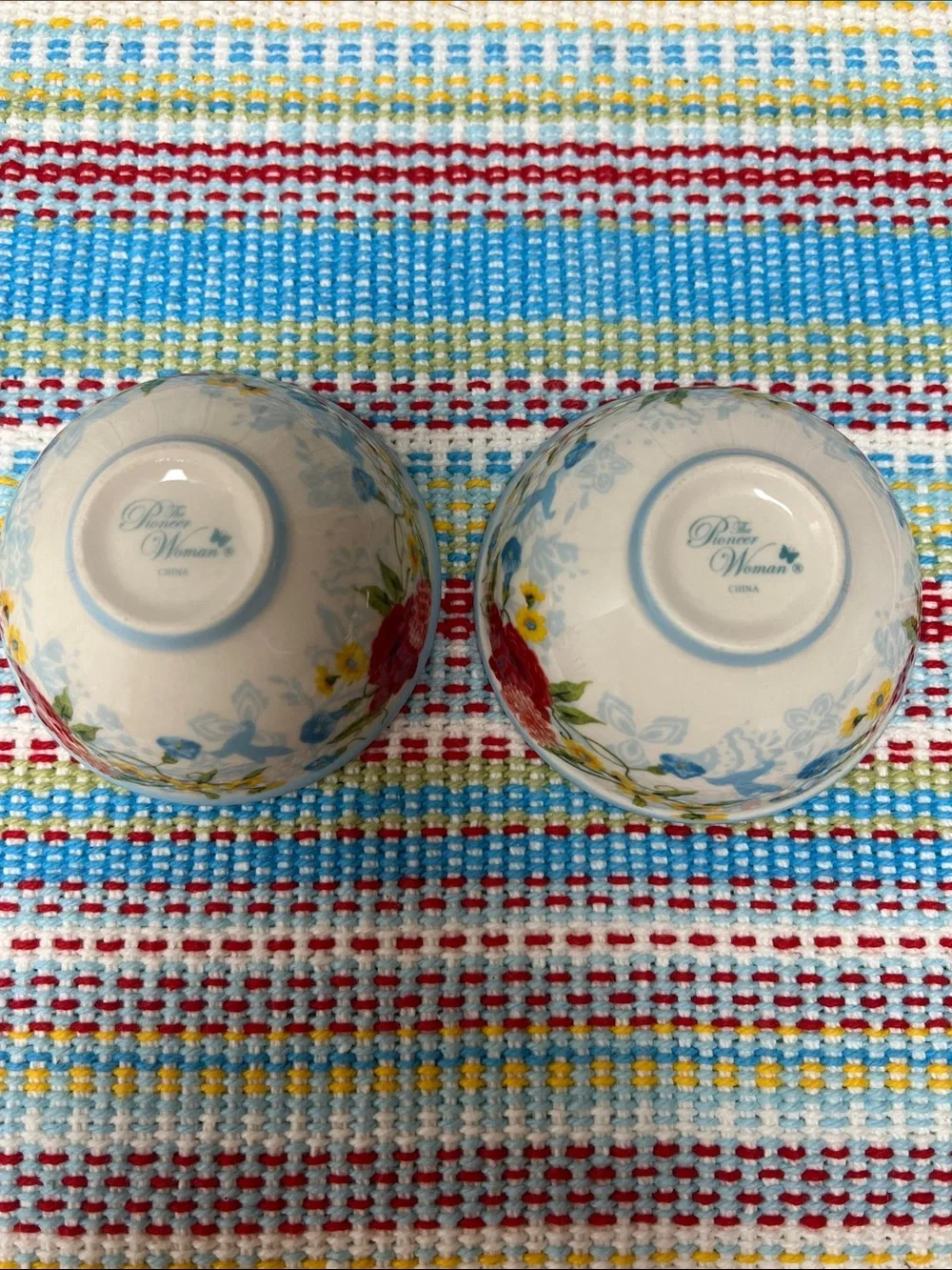 Pioneer Woman set of mini Dipping bowls and butterfly spoon rest-Sweet Rose